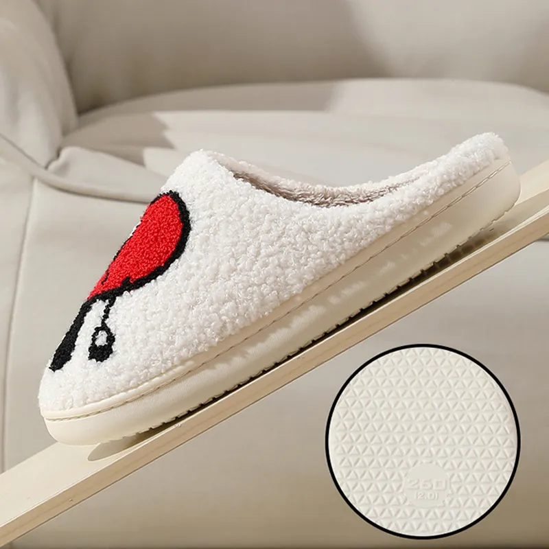yvvcvv bad bunny slippers love fluffy slippers women warm closed cute plush cotton slippers 2022 home soft winter indoor shoes women 39s slippers