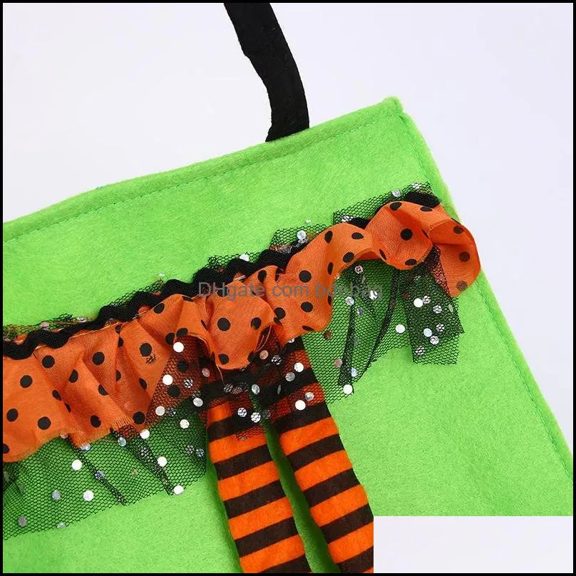 cute non woven fabric handbag candy gifts bags fit children outdoor halloween decorations bag green orange colors 6 5mg e1