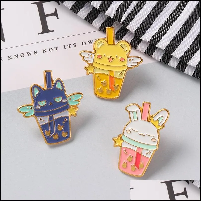 enamel brooches pin cartoon bunny cats dog cup stars wings badge brooch jewelry 1482 e3