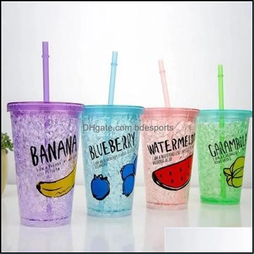factory direct creative summer ice ice cup student double portable drinking cup with lid straw refrigerated ice cup 27 k2