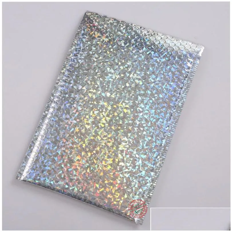 holographic film poly bubble mailer sliver express packaging bag portable colourful aluminizer home storage bubbles bags 0 89xr bb