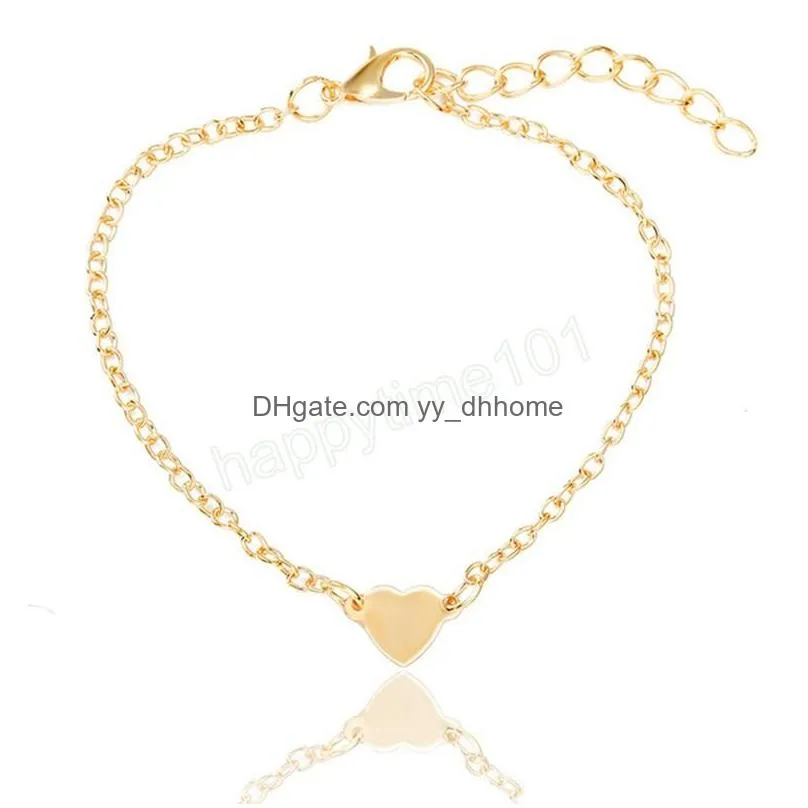 charming heart bracelets bangles for women girls gold silver color metal bracelets statement 2022 fashion jewelry