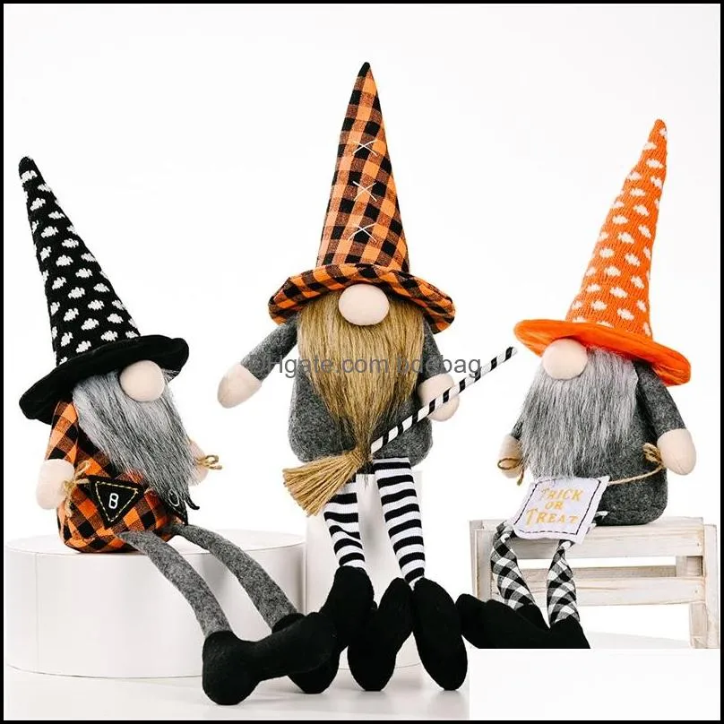 halloween rudolph plush dolls party gift trick or treat broom long leg caps faceless gnomes white whiskers doll 29cm festival supplies 12 2qt