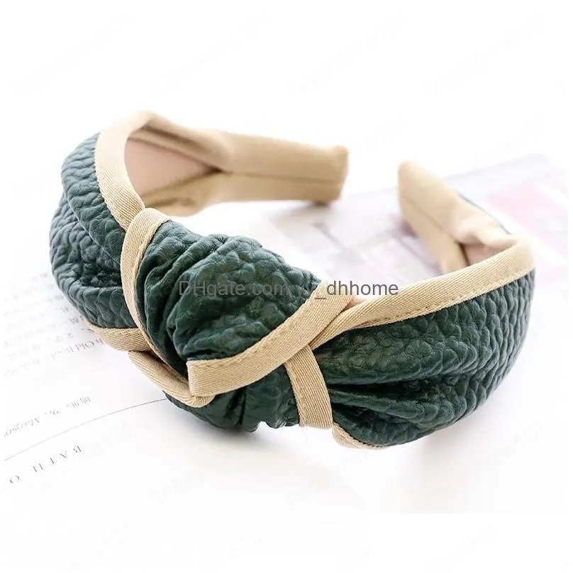 pu leather knotted headband for women hairband fashion cross knot gilrs hairband bezel hair hoops hair accessories headwear