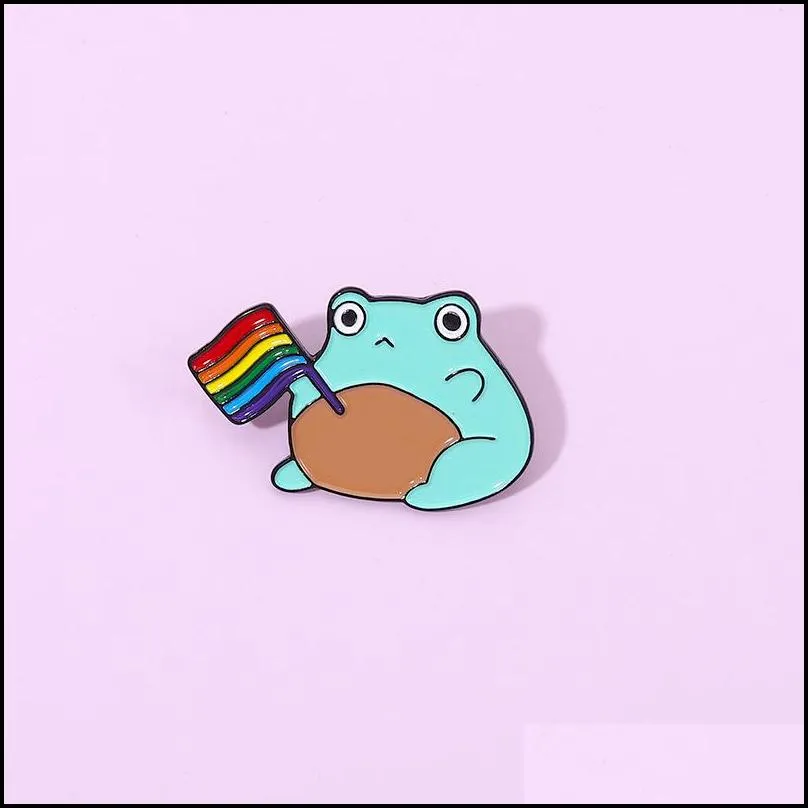 enamel brooch pin cartoon cute rainbow flag frog gay badge animal lgbt brooches pins couple accessories clothes bag jacket fashion jewelry 1496