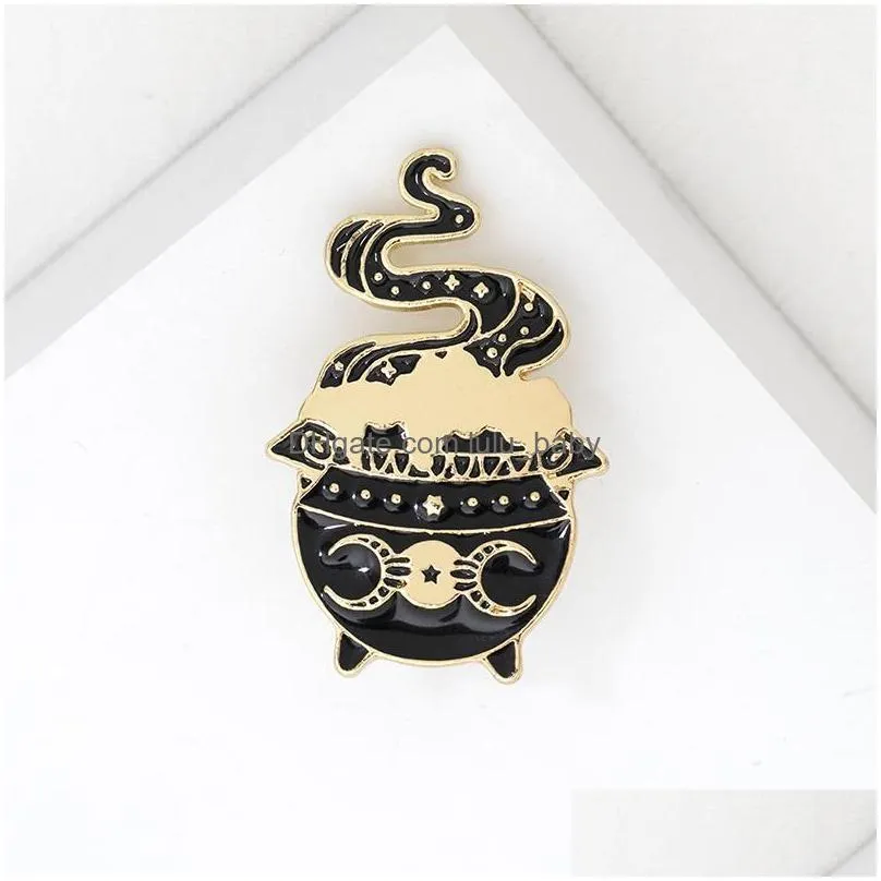 gold plated cartoon magic furnace brooch pins enamel metal brooches for girls gift jewelry badges bag clothes accessories shirt pin