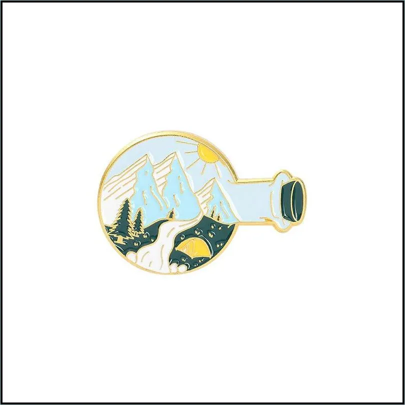 trendy cartoon snow mountain oil drop lapel brooch badges pin bag gift men women jewelry 609 h1