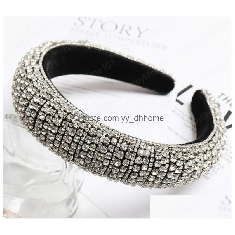   headbands hair bands for women brides shiny padded diamond headband hair hoop fashion party jewelry accessories