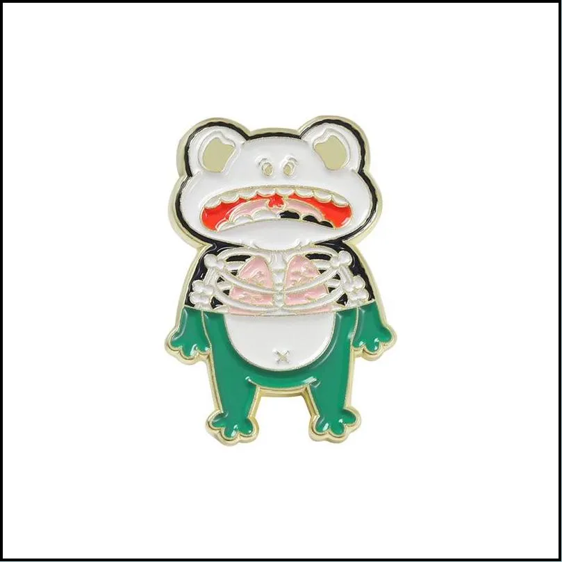 half skeleton animal enamel pins custom cat frog bat rabbit whale brooch lapel badge punk cartoon jewelry gift for friend 1431 d3