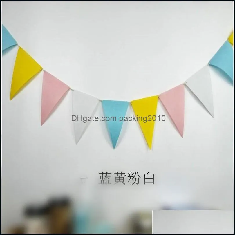 party decorations flag pulling non woven fabric triangle colorful birthday banner childrens kids room pennant flags festive new 2 5xy