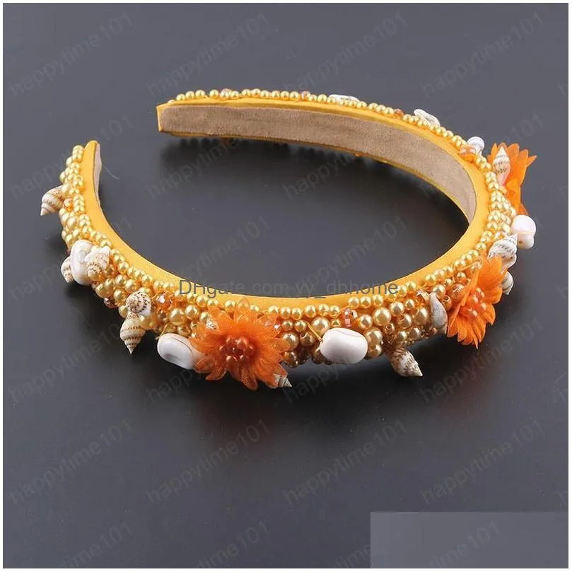 fashion pearl sponge shell flower personality hair hoop ladies beautiful hair accessories