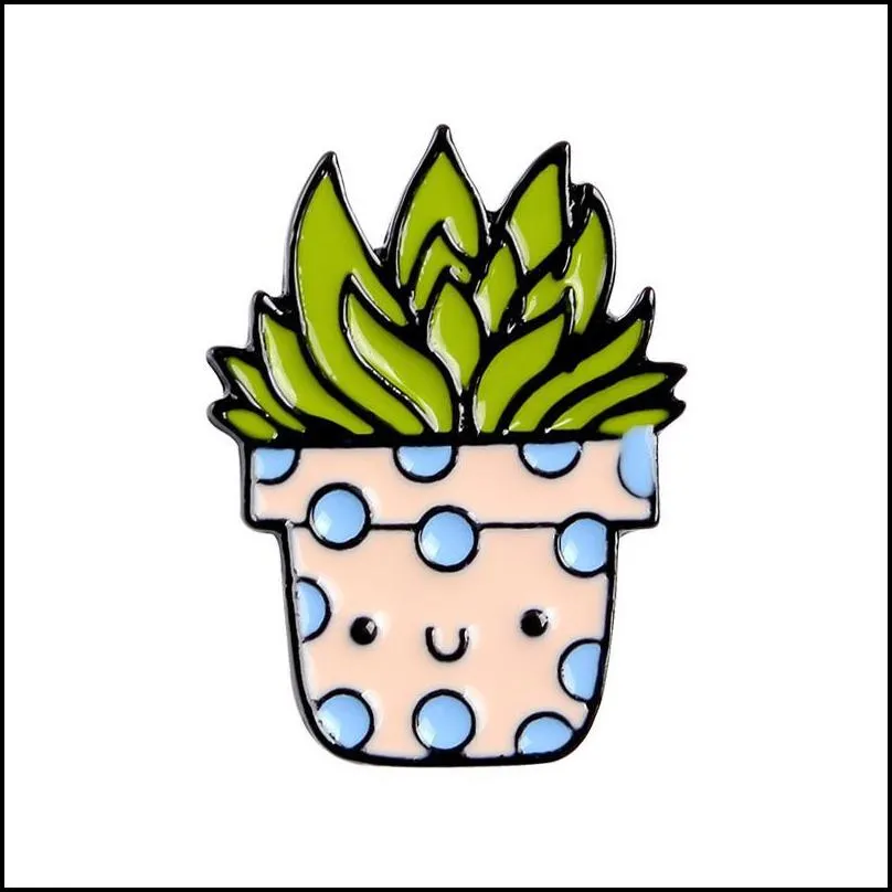 cartoon cactus brooch cute mini plant pot women denim jackets lapel enamel pins hat badges kid jewelry christmas gift 6217 q2