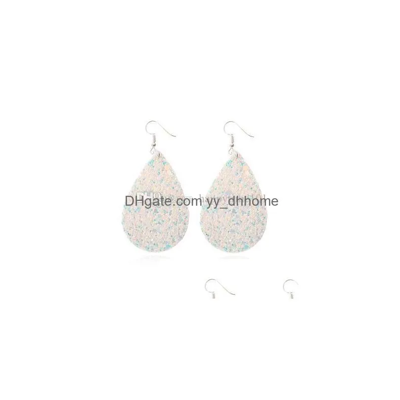  lightweight drop earrings classic pu leather water drop sequin big teardrop earrings for girls women jewelry accessories