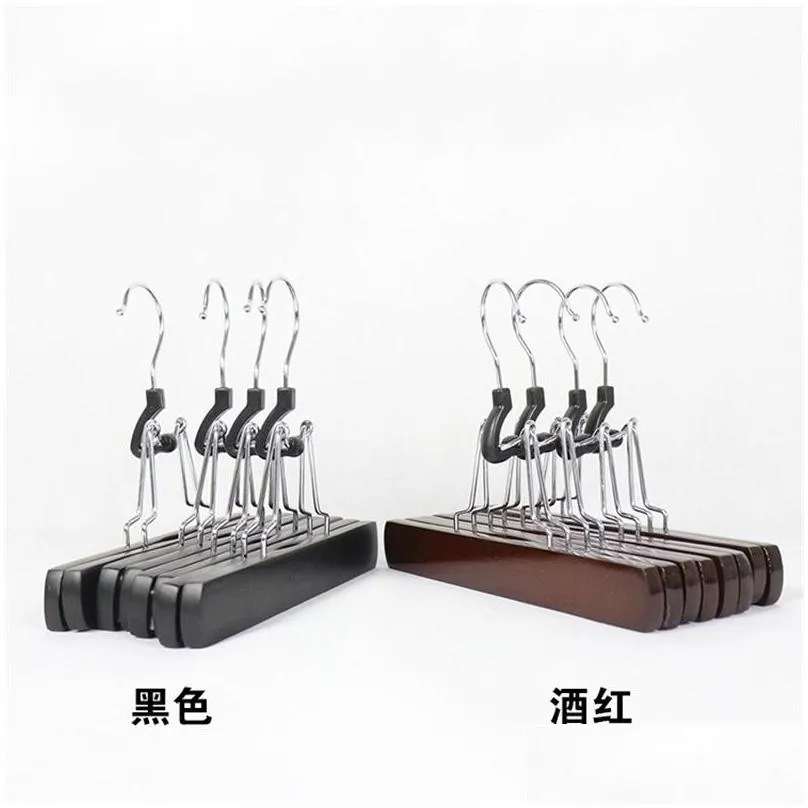 black wooden solid hangers non slip collection pants hanger for pant skirt and trouser hair extension hanger 20211223 q2