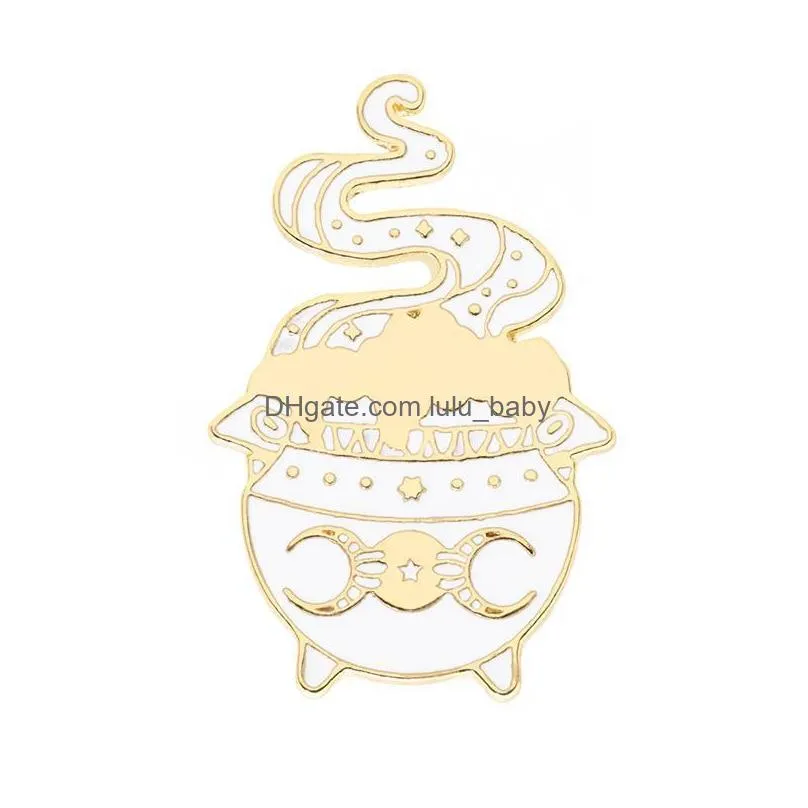 gold plated cartoon magic furnace brooch pins enamel metal brooches for girls gift jewelry badges bag clothes accessories shirt pin