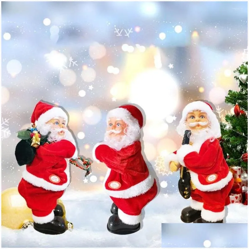 christmas decorations electric santa claus dolls funny singing dancing chrismas toy children gifts home decor navidad