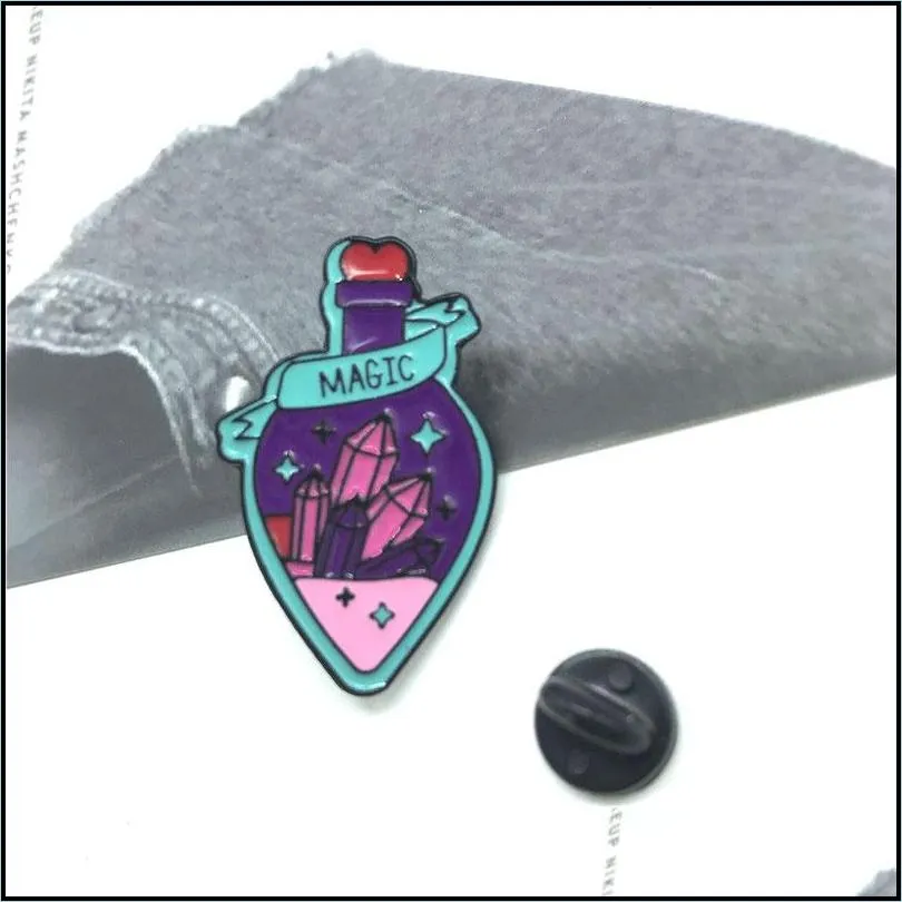 cute creative cartoon brooches magic potion berg crystal alloy enamel pin badge brooch 615 h1