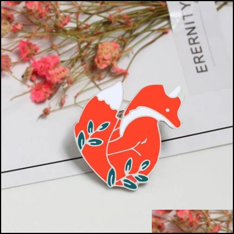 enamel brooches pin gold and silver twocolor cartoon cute wit fox badge animal brooch pins drop oil jewelry accessories 1489 e3