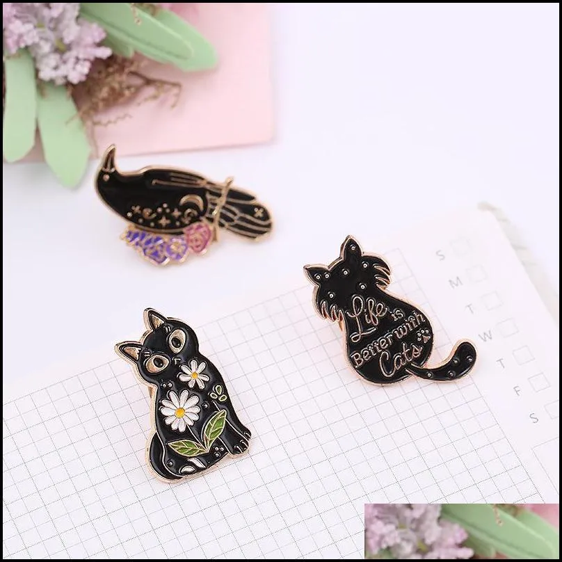 lapel enamel crow pins custom witchy bookish six of crows brooches shirt bag badge fantasy book witch animal jewelry flower cat 1473