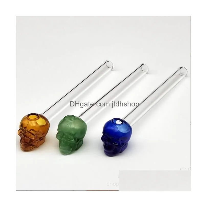 colorful pyrex oil burner other smoking accessories water pipes bubbler skull smoking curved mini hand blown recycler