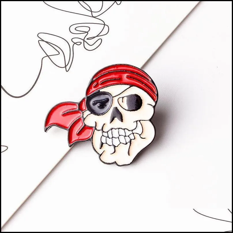 vintage skull funny enamel brooches pins women girl men christmas gift shirt metal kawaii badge 6165 q2