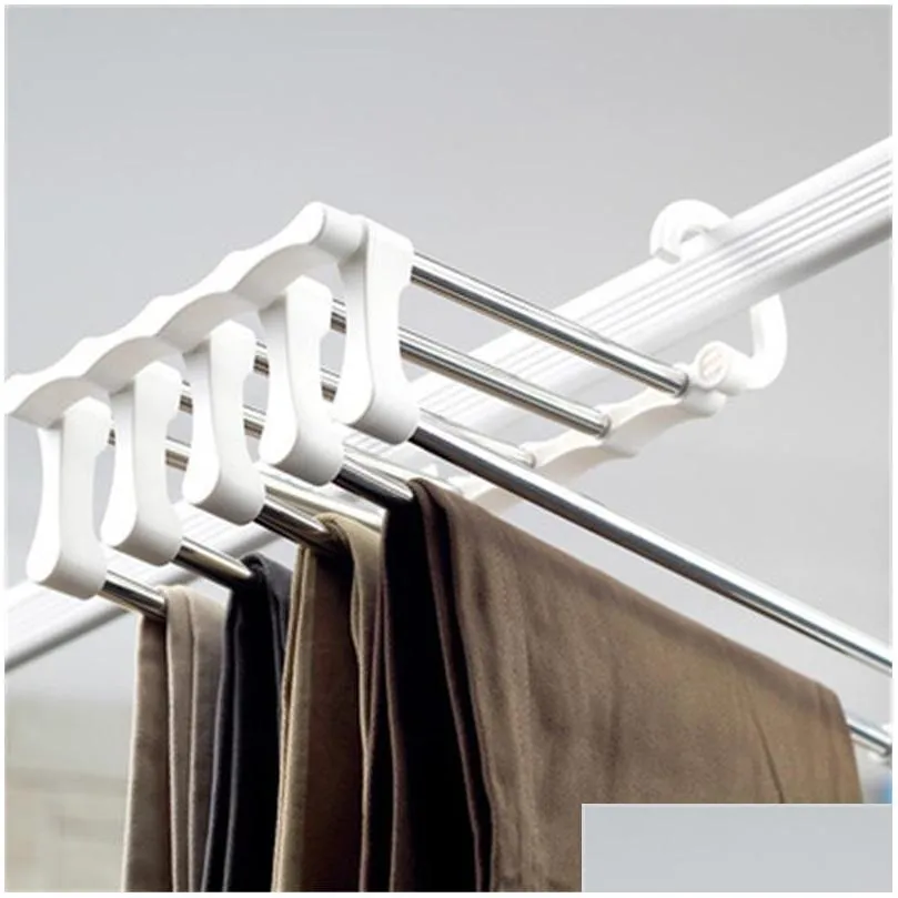 magic stainless steel pants rack multi function folding coat hanger black and whit clothes hanger home outdoor easy to use 5 5zb h1