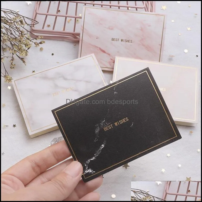 creative marble greeting card gilding handwriting small cards festival general purpose double fold specialty paper best wishs 0