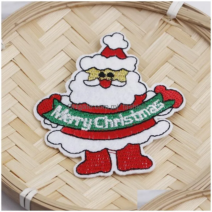 cartoon embroidery cloth sticker brooches 4pcs set christmas gift santa boots bell lapel pins for children bag decorative badge