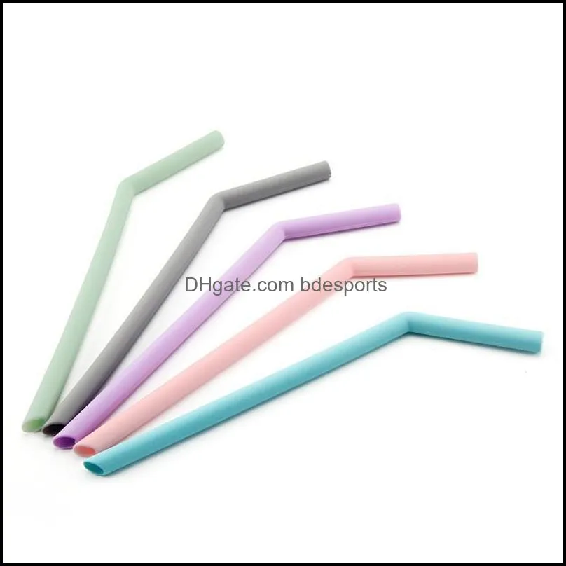 candy color straw silicone drinking straws straight bend food grade for bar home fruit juice recycling 7 6zy f1