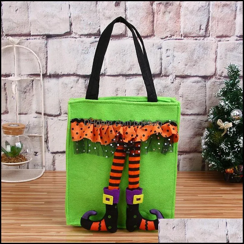 cute non woven fabric handbag candy gifts bags fit children outdoor halloween decorations bag green orange colors 6 5mg e1