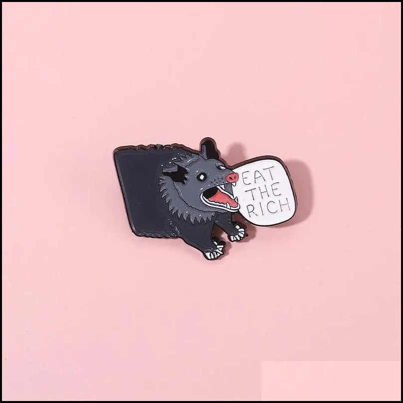 enamel brooches pins pig eat the rich lapel badges animal quotes brooch jewelry 1478 e3