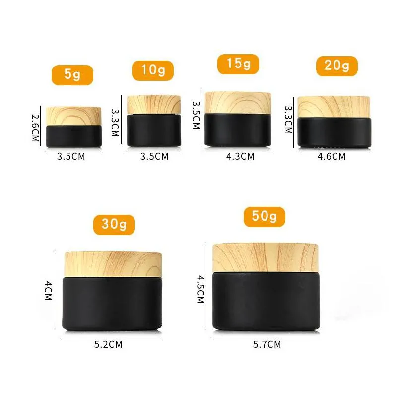 wood grain lid glass jars shim 5g 10g 15g 20g 30g 50g empty cosmetic containers cans frosting black storage bottles 2 2gj g2