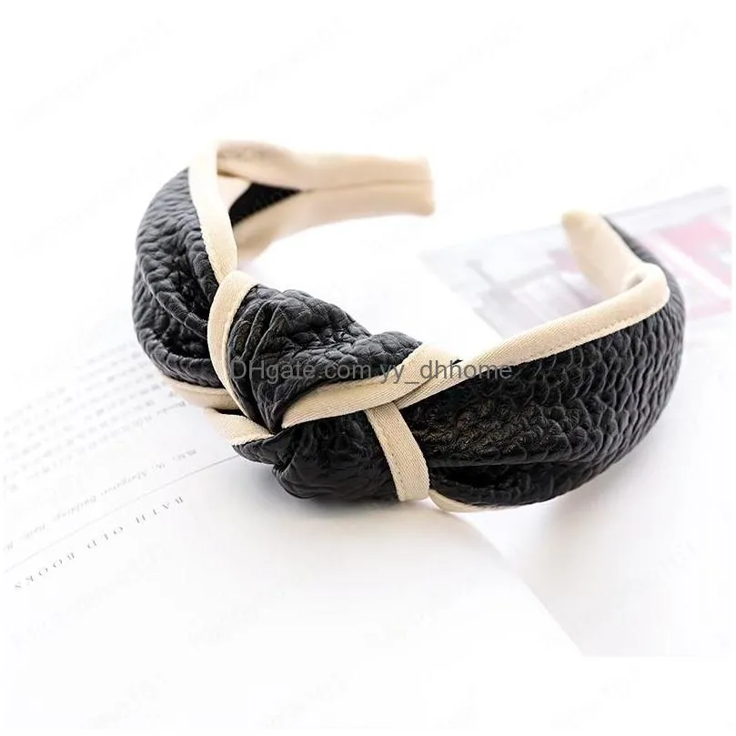 pu leather knotted headband for women hairband fashion cross knot gilrs hairband bezel hair hoops hair accessories headwear