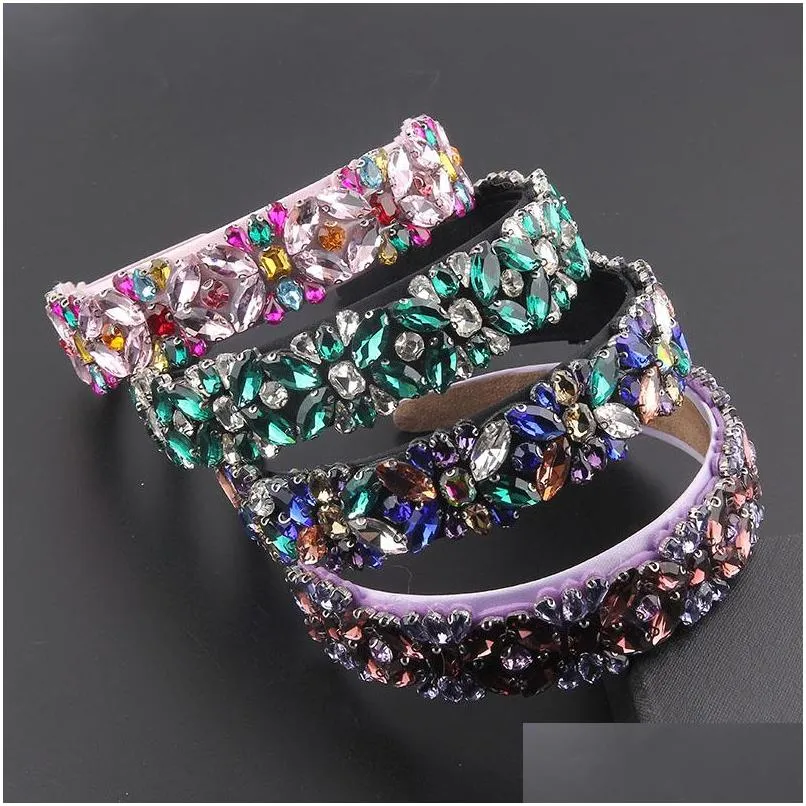 inlaid color rhinestone headband ladies party gorgeous street travel hair accessories