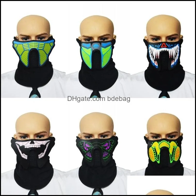 blue green light face hood color luminescence sound control mask man woman festivals various styles masks arrival 25ha l1