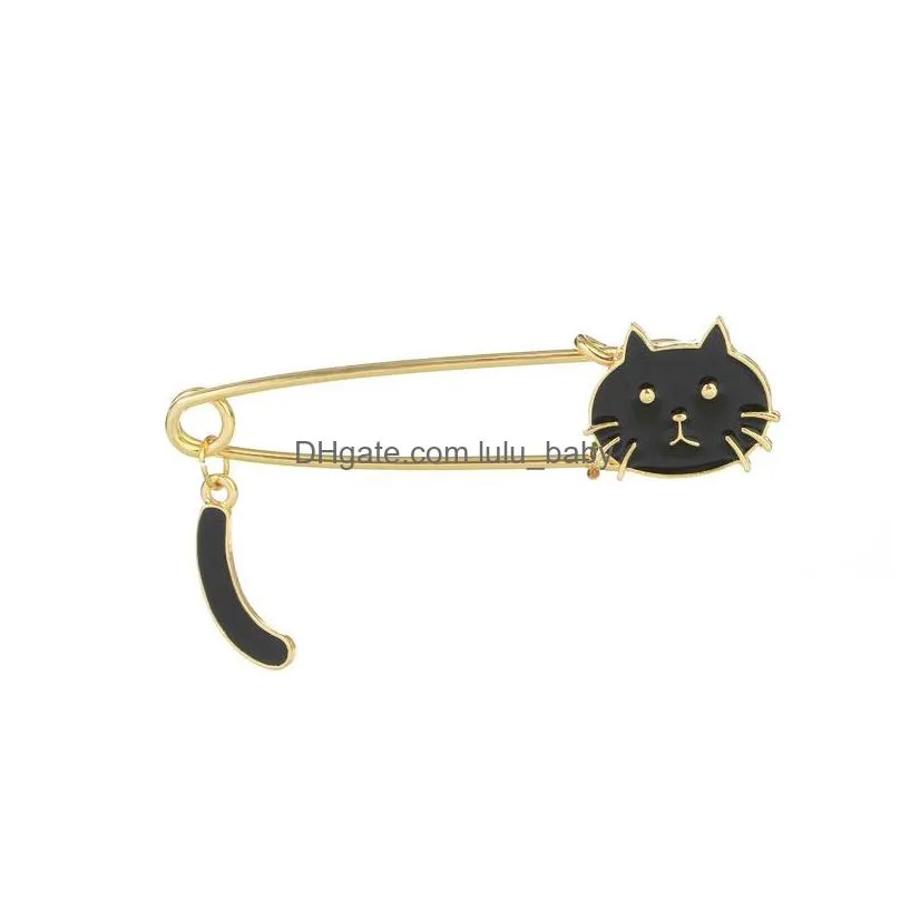 gold plated cartoon lovely cat brooch pins enamel funny metal brooches for girls gift jewelry badges bag clothes accessories shirt pin