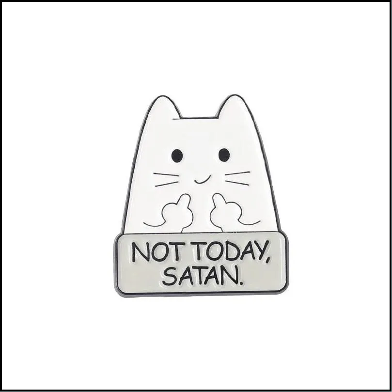 im fine enamel pins custom not today satan cat brooch lapel badge cartoon jewelry 621 h1