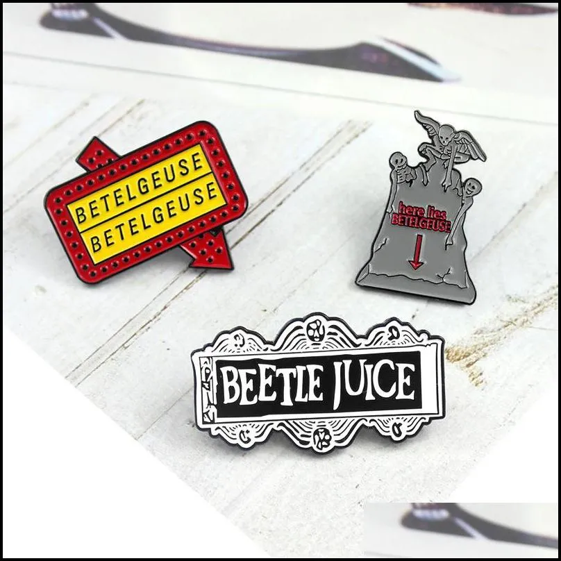 beetlejuice enamel brooches pin thriller comedy badge lapel denim jeans shirt bag gothic brooch pin punk movie jewelry gift for friends 1516