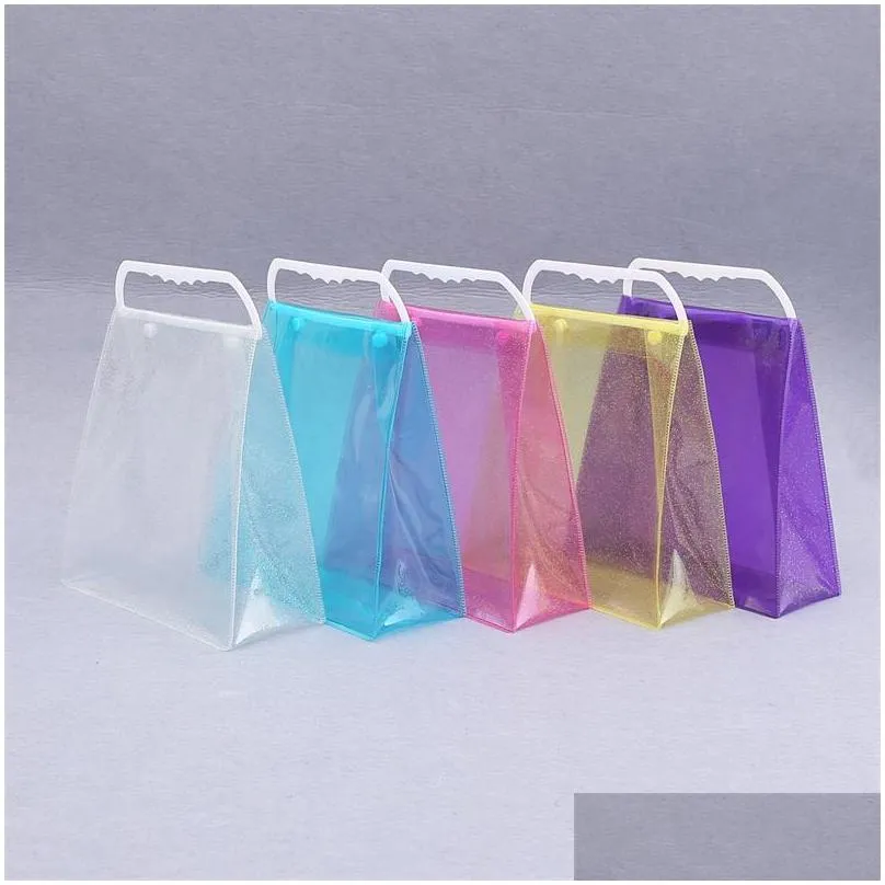 pvc laser shopping bag pvc transparent plastic handbag colorful packaging bag fashion shouder handbags storage bags tools 40 l2