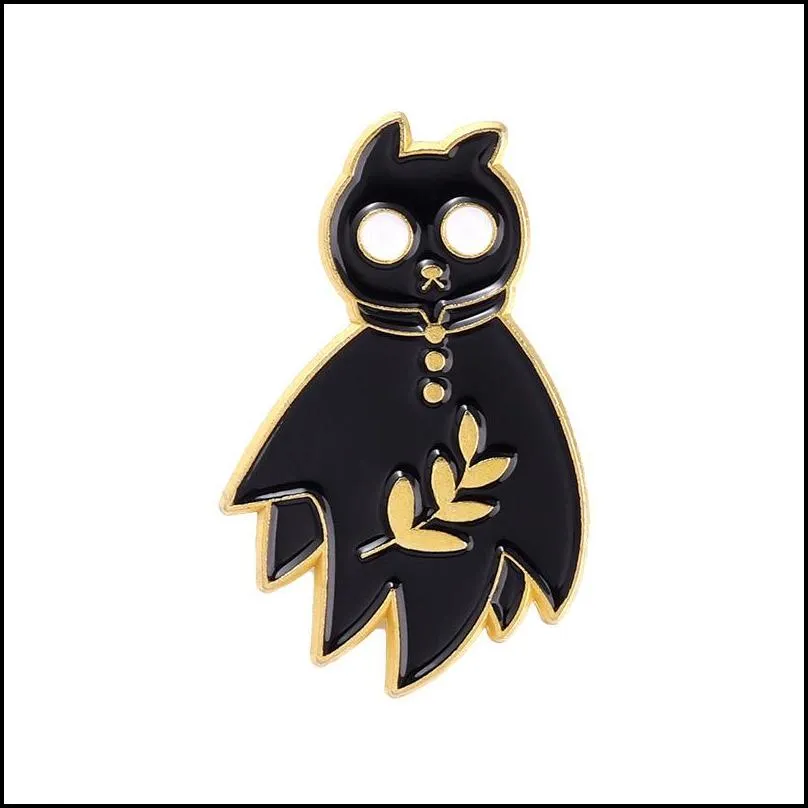 black halloween cat enamel pins cartoon dark punk brooches metal badges accessories 617 h1
