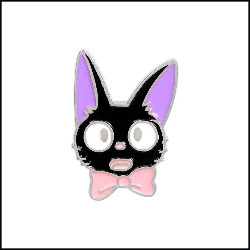 black cat jiji enamel pins cartoon movie brooches custom animal badge for bag hat clothes lapel pin collar jewelry gift kids 1471 d3