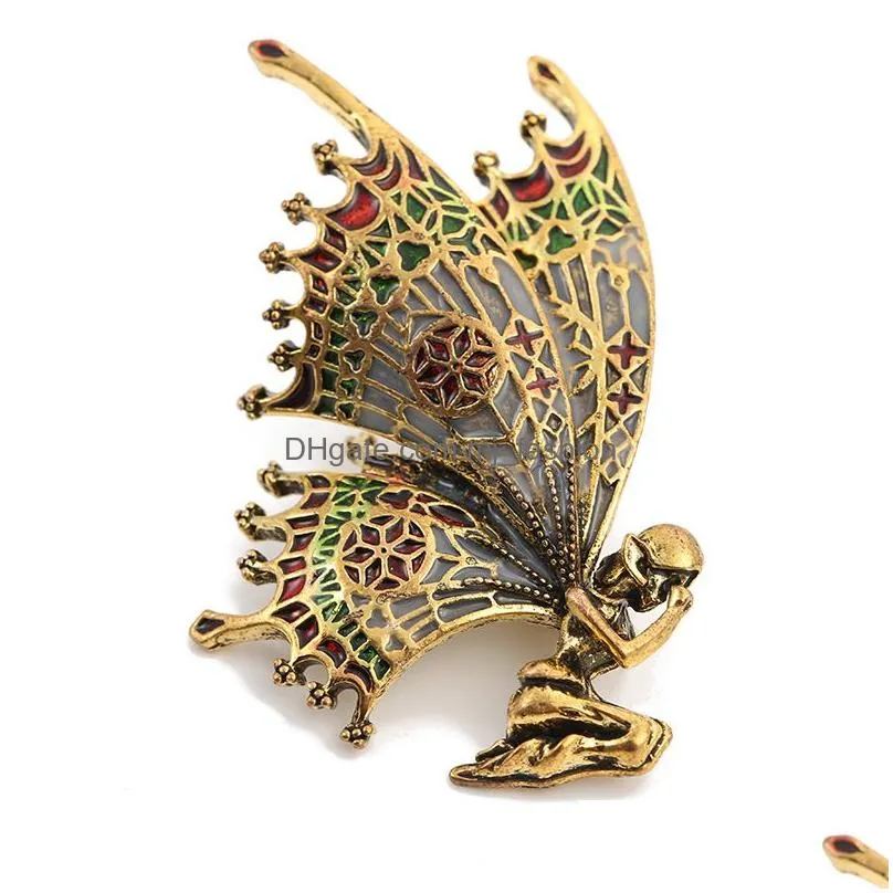 large size imitation butterfly brooches for women 15 pcs set alloy crystal diamond highgrade handmade pin vintage fashion goldplated badge clothing