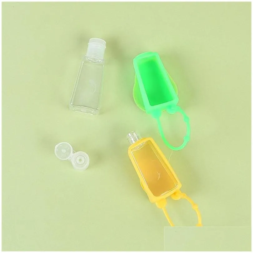 womens cosmetic plastic bottle clear refillable hand sanitizer storage container jars silicone sleeves perfume bottles 30ml 0 95hs e19