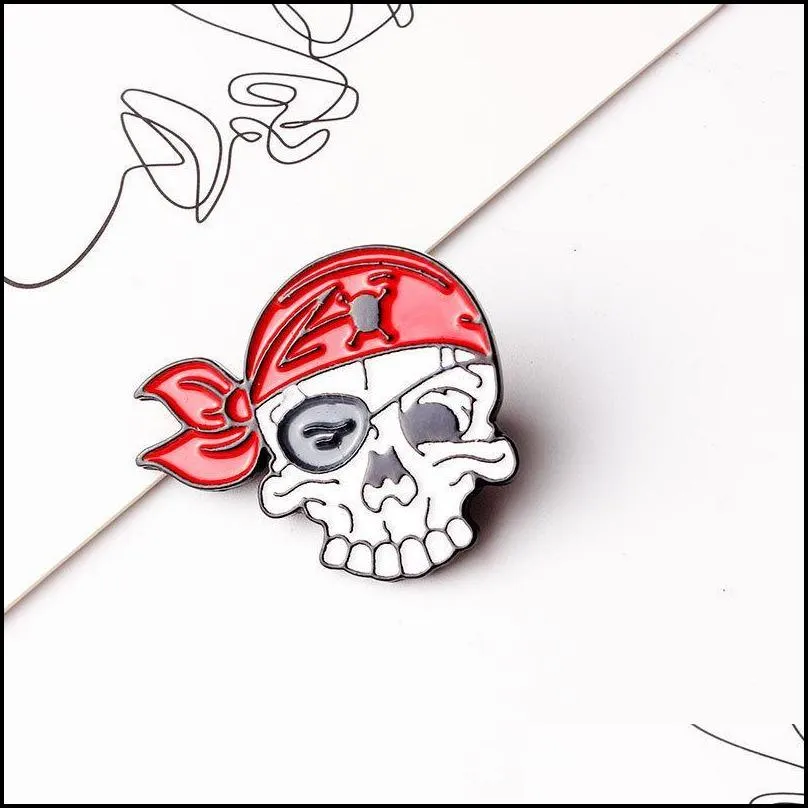 vintage skull funny enamel brooches pins women girl men christmas gift shirt metal kawaii badge 6165 q2