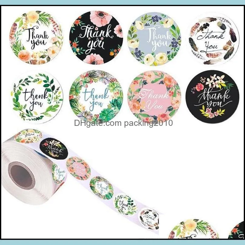 mini round flower sticker thank you stickers baking label self adhesive decorate business gifts 500pcs 2 3jr d2