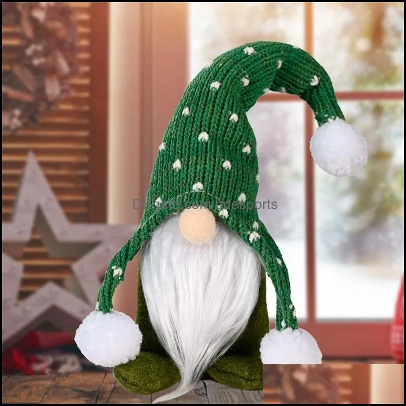 white beard faceless plush ornaments new party supplies rudolph christmas gnomes forest man doll green red knitted cap kids xmas elf gifts 5 5hb