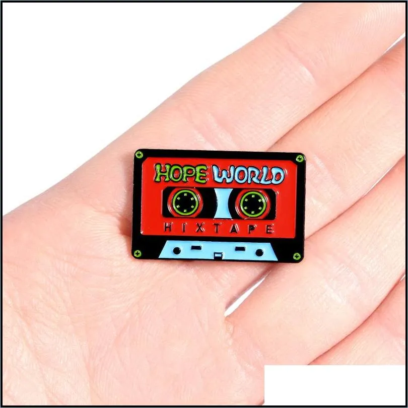 vintage tape brooches enamel pin custom 90s song  music for shirt lapel backpack badge nostalgic jewelry gift for kids 6204 q2