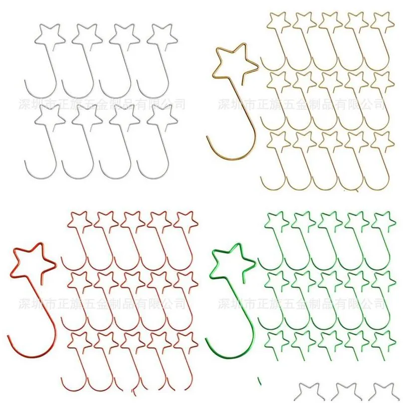 50mm hook star shape 20 pcs one bag gold silver plated hooks green red four colors party supplies decorate home 3 45zq m2