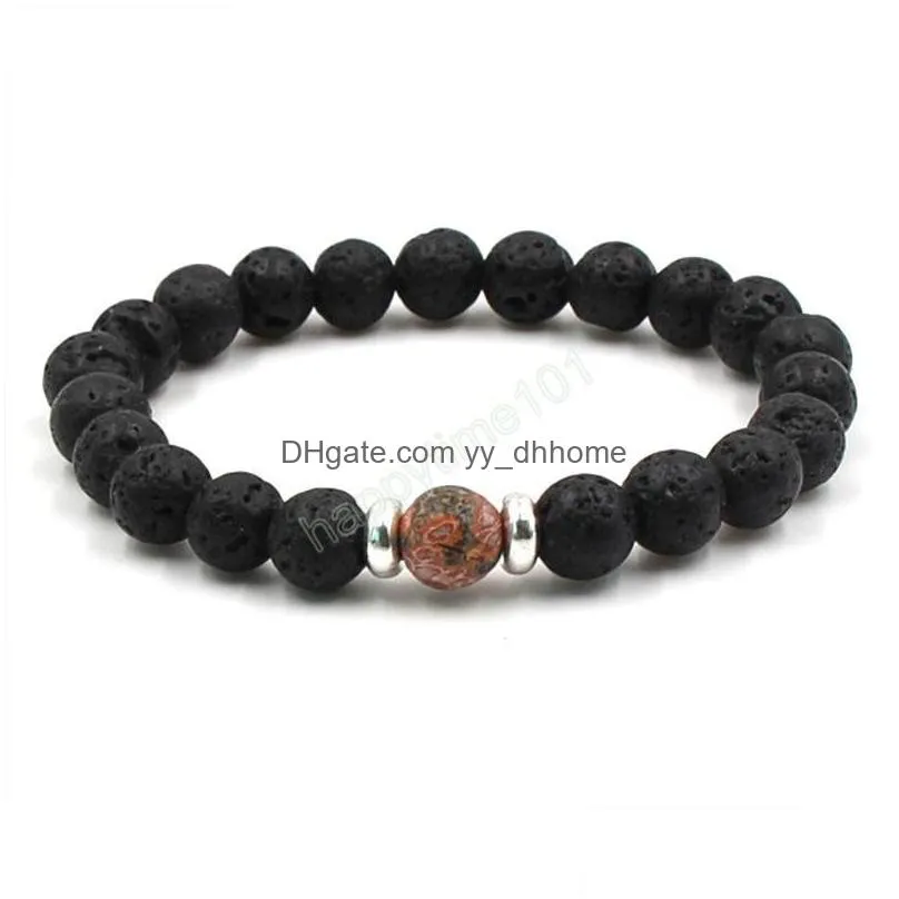 8mm chakra stone beaded strand bracelet lava round beads bracelets healing energy yoga bracelet for men women jewelry gifts