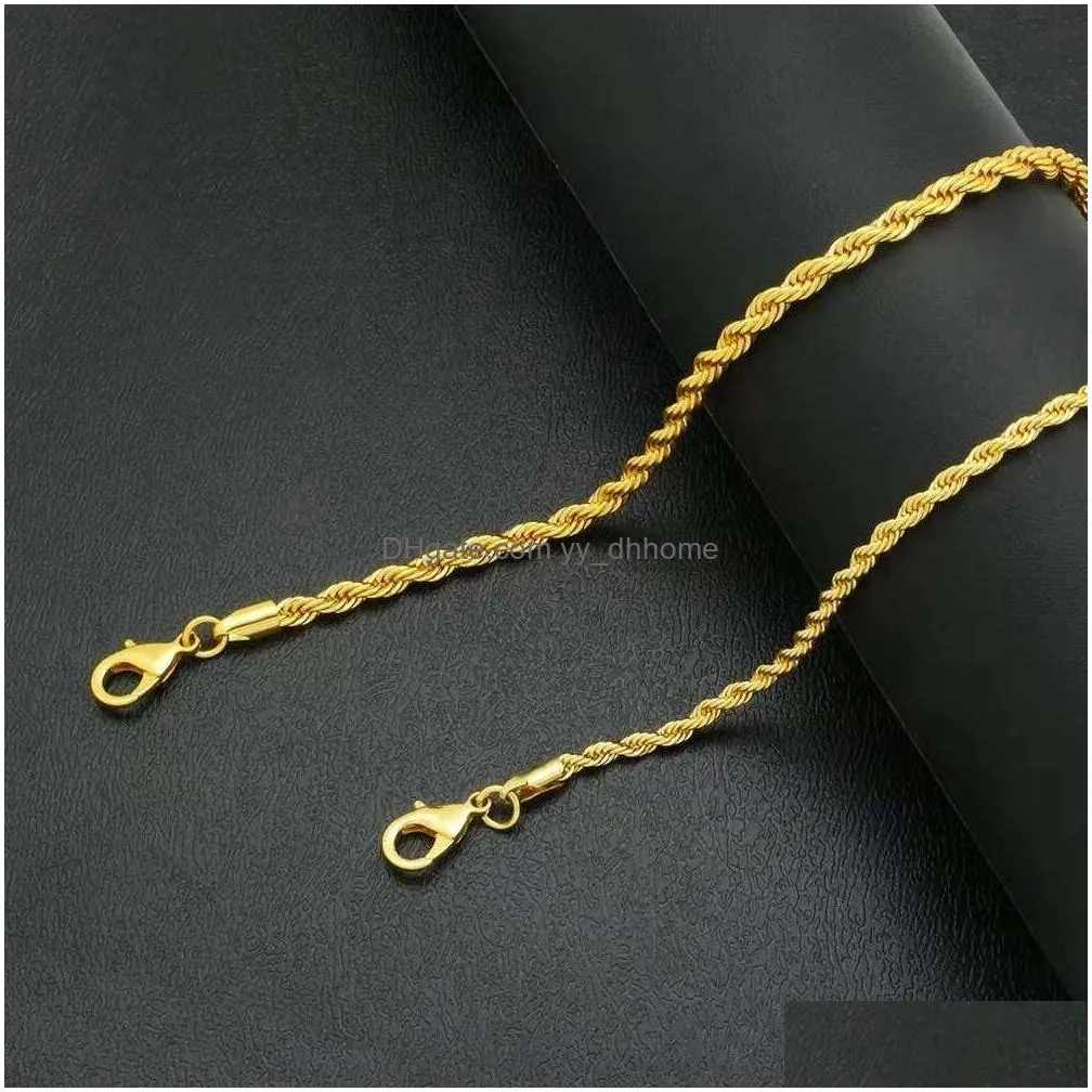 hip hop chain necklace men rapper trendy golden cuba chains 18 k real gold plated twist chain jewelry